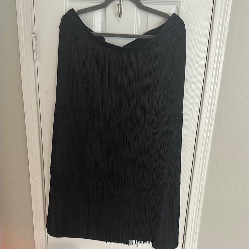 Western Black Fringe Skirt
